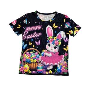 Easter Bunny “Happy Easter” Kids Shirt - Black and Pink